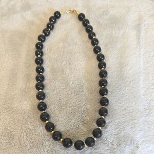 #611 Vintage Elegant Black Beaded Necklace 8 Inches